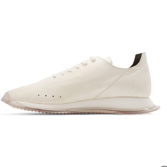 𝅺RICK Owens New Minimal Runner Sneaker In 110 Milk/Clear Size 7 EU37 - Picture 1 of 14